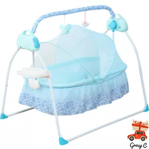 Electric Kid Baby Crib Cradle Infant Rocker Auto-Swing Sleeper Bed Cot Bluetooth - Picture 1 of 24