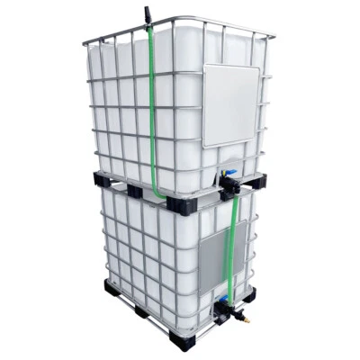  2000l IBC Wassertank übereinander mit Schlauch Tankverbindung - Bild 1 von 4