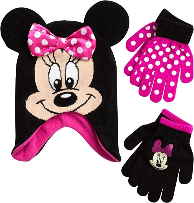 Disney Invierno Sombrero y Niños Mitón/Guante Set, Minnie Mouse Gorro Niñas Edades 2-7 Foto 1 de 1