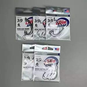 EAGLE CLAW (5 PACK) Wide Gap for Worm/Soft Plastics #3/0 6pc L092G-3/0 - Picture 1 of 8