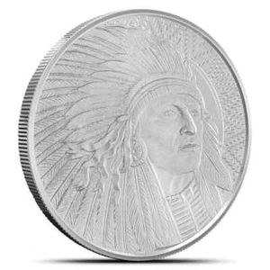 Moneda barra BU Bullion Works Buffalo & Lakota Warrior .999 redonda de plata de 1 oz (nueva) - Imagen 1 de 2