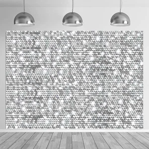 8x6ft Printed Photography Backdrop Silver Sequin Vinyl Background - Picture 1 of 7