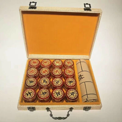 Luxury Golden Phoebe Wooden Gilded Chinese Chess 48mm Collectibles Set - Image 1 of 4