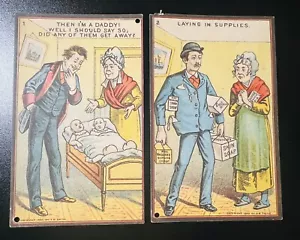 Carta da parati vittoriana C 1880 forniture bambino nuovo padre sciroppo allattamento sapone tosse - Foto 1 di 5