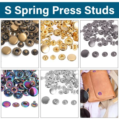 Press Studs Snap Fasteners 4 Part Sets S Spring Button for DIY Leathercraft Bags - Image 1 of 4