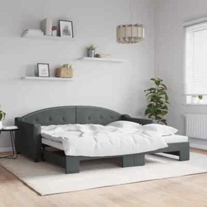vidaXL Daybed with Trundle without Mattress Dark Grey 90x190 cm - Picture 1 of 11