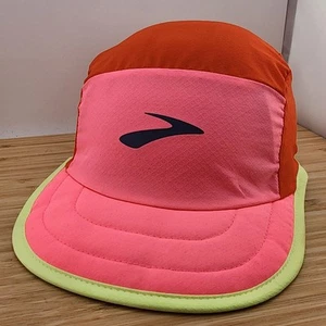 Brooks Lightweight Packable Hat, Pink Neon & Red, Stretch Fit, Running Apparel - Picture 1 of 6
