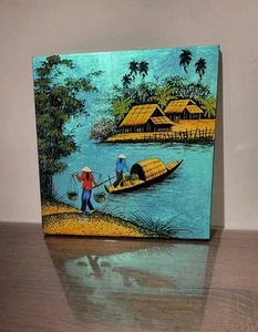 Vietnamesisches lackiertes Ölgemälde - Bild 1 von 6