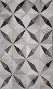 New Leather Carpet Handmade Rug Cowhide Stripe Patchwork Leather Rug For Home5x8 - Picture 1 of 6