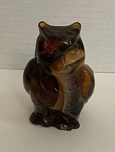 Vintage Imperial Glass Co Caramel Slag Glass End-Of-Day Hoot Owl Figurine - Picture 1 of 8