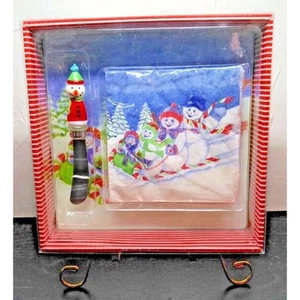 Winter Snowman Cutting Board Spreader Napkin Appetizer Set New In Box - Picture 1 of 3