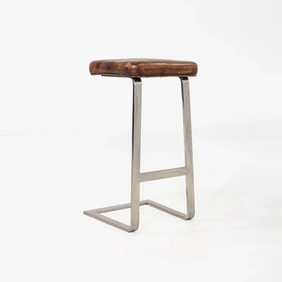 1980s Four Seasons Barstool by Cumberland Furniture in Stainless and Leather - Image 1 of 4