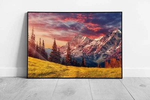 Atemberaubendes Alpenhochland an einem sonnigen Tag magische Naturszene sonnenbeschienener Himmel Wand - Bild 1 von 6