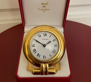Cartier Paris orologio da tavolo sveglia da viaggio oro modello Colisee incl. custodia vintage - Foto 1 di 8