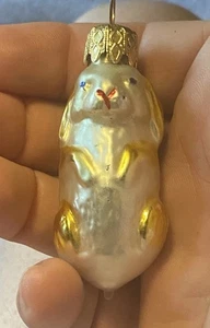 Christopher Radko Lauscha adorno conejito de Pascua vidrio 2,5 x 1" dorado metálico - Imagen 1 de 9