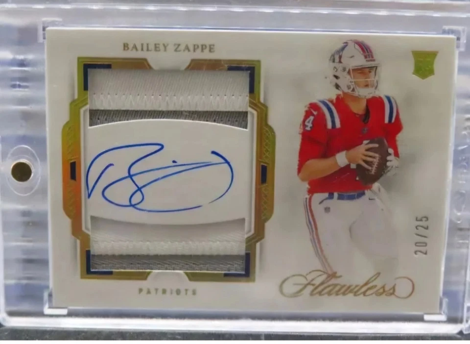 2022 Panini Flawless Bailey Zappe RPA Rookie Dual Patch Auto RC #20/25 Patriots - Image 1 of 2