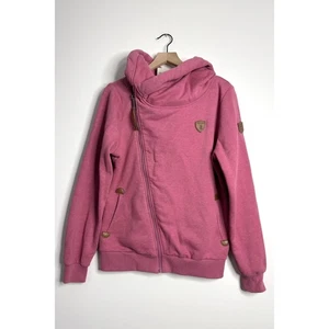 WANAKOME Athena Hoodie Asymmetrical Zip Sweatshirt Pink size Large - Picture 1 of 8