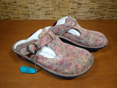Zuecos sin cordones Alegria de piel de oveja clásicos coñac y rosas talla 8,5 cuero floral Foto 1 de 4