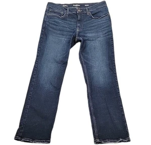 Pantalones de mezclilla Goodfellow para hombre talla 36x29 ajustados rectos comercio justo azul oscuro lavado - Imagen 1 de 9