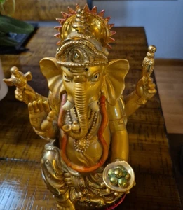 Goldener Ganesh Lord Statue Hindu Gottheit Gott der Weisheit Erfolg Hindernisse - Bild 1 von 13