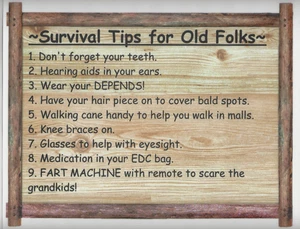 Set of 2 "SURVIVAL TIPS FOR OLD FOLKS" 9x11.5 Laminated Signs for Mancave - Picture 1 of 1