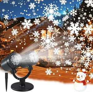 Luces de proyección de copo de nieve de doble cabeza de Navidad, ZBPP exterior LED negro 06  - Imagen 1 de 7