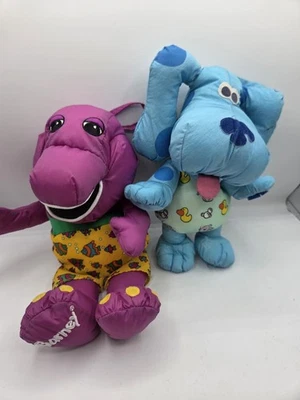 Lote de 2 juguetes vintage Playskool Tyco Blues Clues Barney Bath Time 9" Foto 1 de 4