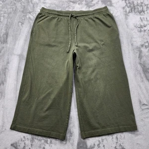 Terra & Sky Hose Damen 1X Grün Pull On Kordelzug Weites Bein Crop Freizeit Stretch - Bild 1 von 10