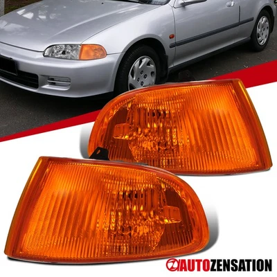 Fit 1992-1995 Honda Civic Coupe Hatchback Amber Corner Signal Parking Lights - Image 1 of 4