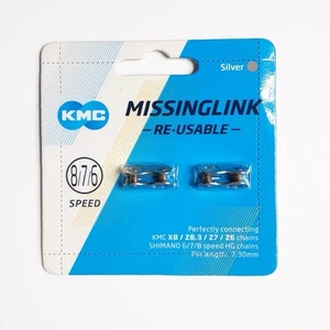 KMC Bicycle Chain Missing Links Quick Links Reusable 6 7 & 8 Speed Silver - Picture 1 of 2