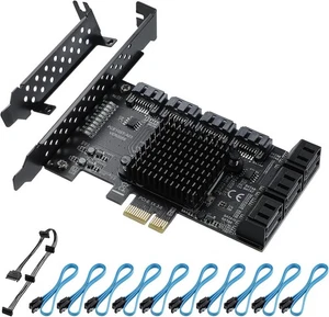 Carte PCIE 1X SATA 10 Ports Carte d'extension PCI Express 3.0 à contrôleur SA... - Photo 1/7