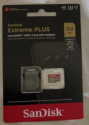 NUEVA Tarjeta de Memoria SanDisk Extreme PLUS 512 GB microSDXC UHS-I SDSQXBD-512G-AN6MA Foto 1 de 2