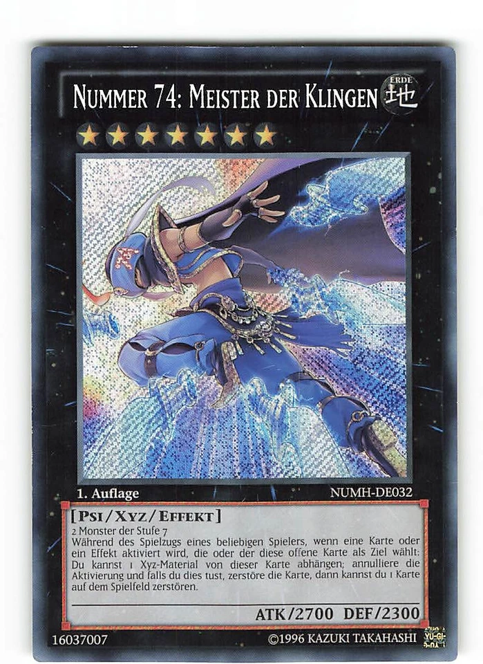 Yugioh NUMMER 74: MEISTER DER KLINGEN , numh-de032 Secret Rare deutsch Exc 1st - Bild 1 von 2