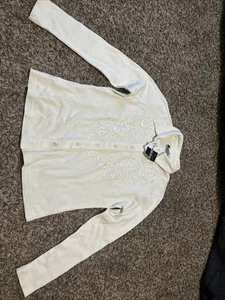 Together Damen besticktes Button Down Shirt Oberteil cremeweiß lang Größe L - Bild 1 von 5