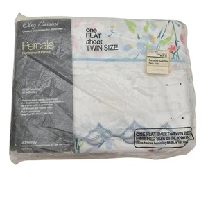 NIP Oleg Cassini Twin Flat Sheet Percale Permanent Press JC Penney Quality Sheet - Picture 1 of 3