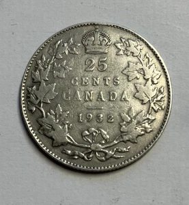 25 centavos de plata Canadá 1932 - Imagen 1 de 2