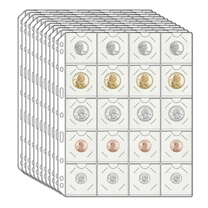 10 Hojas Portamonedas Carpeta Páginas Colección Álbum Almacenamiento Libro Funda 20 Bolsillos - Imagen 1 de 10