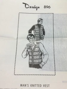 Vtg Mail Order Design 896 KNITTED MEN'S VESTS Pattern Original - Picture 1 of 2
