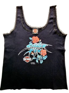 Vintage Harley Davidson Shirt Womens 1991 3D EMBLEM Scooter Fox Lace Tag Size L - Picture 1 of 10