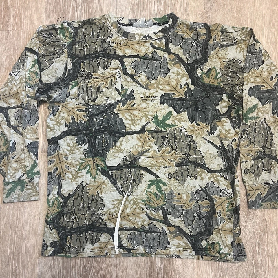 1996 PREDATOR CAMO EVOLUTION PATTERN COTTON LONG SLEEVE POCKET  L HUNTING SHIRT - Image 1 of 4