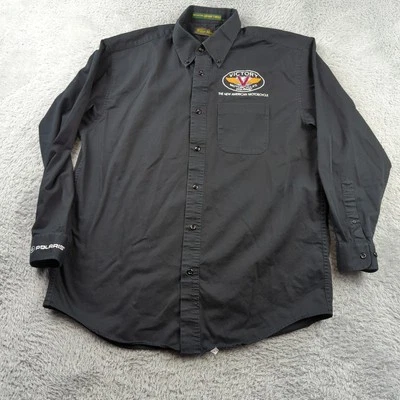 Victory Motorcycle x Polaris Shirt Mens M Black Long Sleeve Button Down Twill - Image 1 of 4