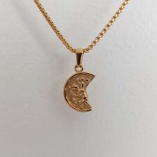 Gold St Christopher Half Necklace For Man Woman Gold Pendant And Chain
