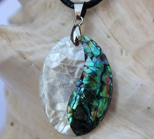 P114 coquille nacre bijoux avec perles pendentif collier cordon chaînes - Bild 1 von 1