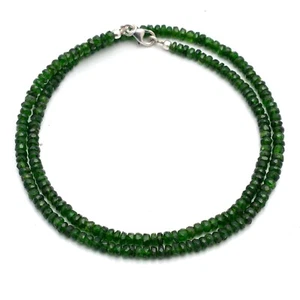 Natural Chrome Faceted Roundel Beads Necklace, Chrome Diopside Beaded Necklace - Picture 1 of 6