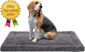 Washable Dog Bed Mat Reversible Dog Crate Pad Soft Fluffy Pet Kennel Beds Dog Sl - Picture 1 of 12