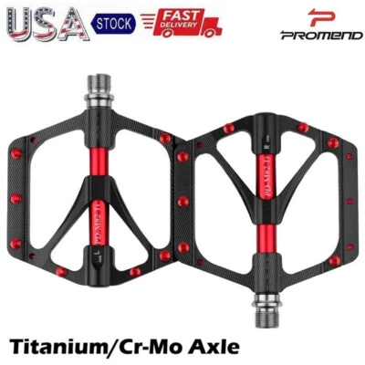 Eje titanio aluminio carretera MTB bicicleta de montaña bicicleta pedales planos Foto 1 de 4