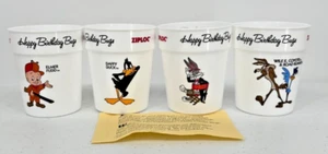 Ziploc 50th Anniversary Happy Birthday Bugs 1989 Looney Tunes Becher 4er Set - Bild 1 von 11