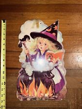 Witch Cooking Cauldron Vintage Halloween Cardstock Cutout Decoration Wall Hang