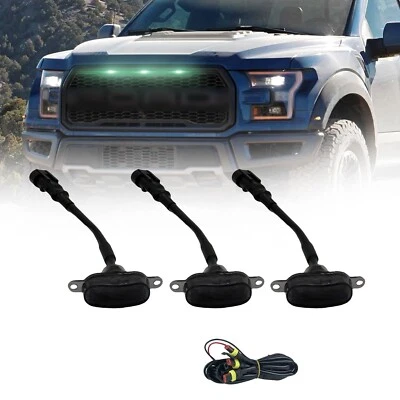 3 luces LED ahumadas de la parrilla delantera para Ford F-150 F250 F350 Raptor 2004-2019 verde Foto 1 de 4