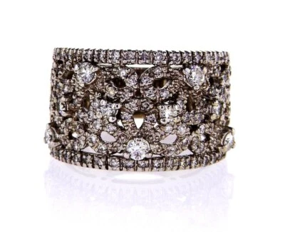 1CT Cocktail Diamond Ring 14K White Gold Natural Round Cut Brilliant Size 6.5 - Image 1 of 4